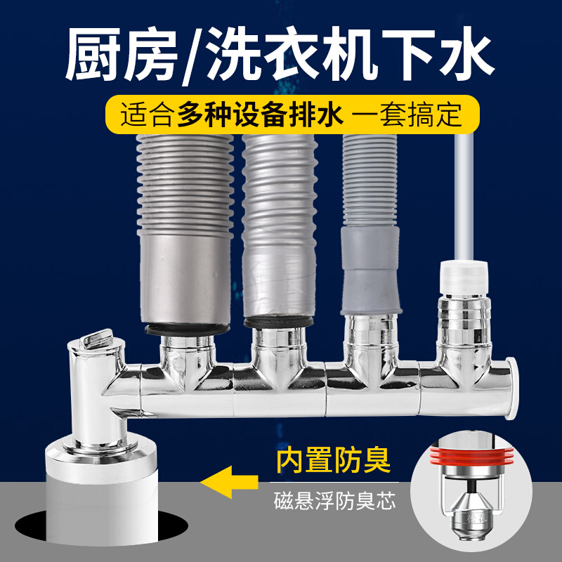 松花防臭下水管神器洗衣机排水管道接头防返反臭防堵防溢水封口盖