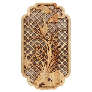 东阳实木雕刻壁挂件梅兰竹菊四条屏中式装饰挂画琴棋书画香樟木质