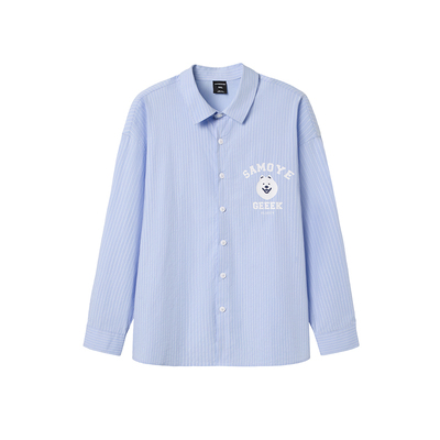 卡通印花长袖衬衫韦恩泽维尔翻领