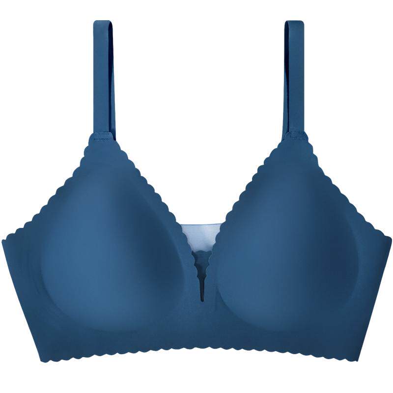 蝎逅内衣女夏小胸聚拢波浪边水滴型模杯无痕内衣细肩带背心式胸罩