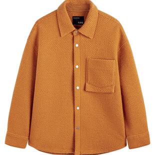 GXG男装橘色宽松翻领短款大衣 23年冬季品GEX10626054