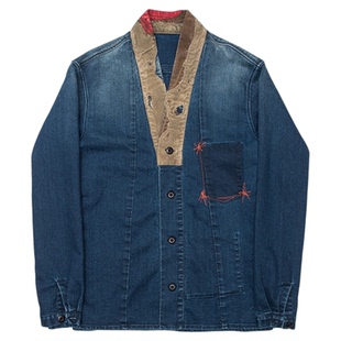 HDK(海觉）重制INDIGO BORO 蓝染手工糜烂拼接水洗道袍 kapital
