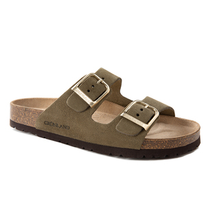VIBRAM  GRUNLAND联名款双扣一字拖男勃肯鞋女款真皮软木拖鞋V底