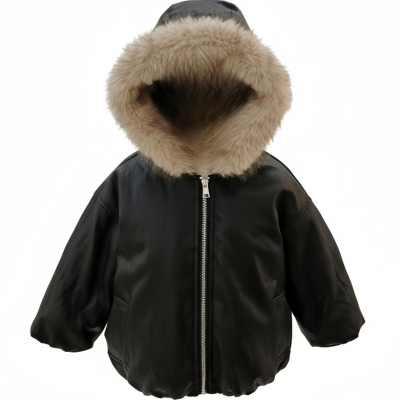 【一件过冬】男童加绒连帽皮衣