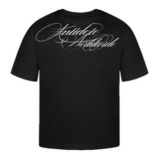 ANTIDOTE 花体字印花正肩T恤美式复古短袖男夏季小领口半袖上衣潮