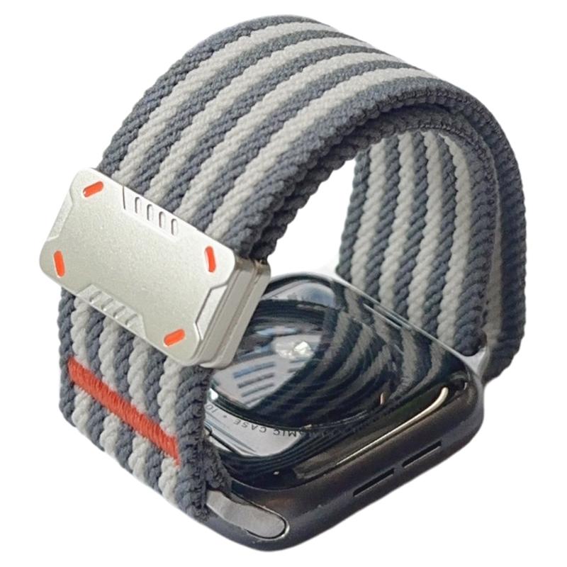 适用iwatch表带条纹工装尼龙磁吸
