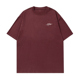 男生红色短袖男款美式夏季潮牌半袖上衣圆领2026新款美式T恤百搭