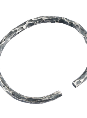 足银999锤纹情侣开口手镯