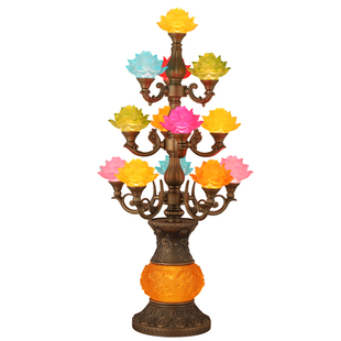 2026年新款大型led七彩七色琉璃莲花灯佛前供灯观音菩萨殿前 佛堂