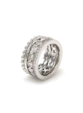 说话公园叠戴素套戒925银锆石