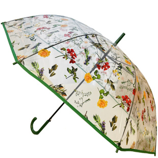 可爱浪漫森林花朵透明雨伞自动加大可爱日系网红加厚长柄伞男女