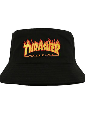 THRASHER火焰logo印花遮阳渔夫帽