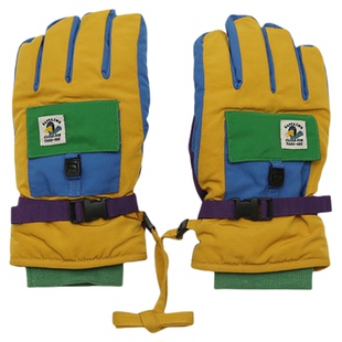 云朵工厂恐龙飞行员拼色分指棉手套骑行保暖防寒加厚情侣滑雪手套