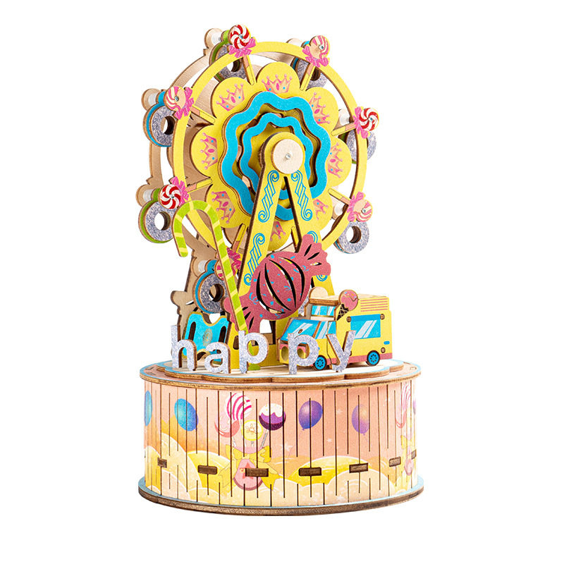 木质3D拼装音乐盒生日礼物八音盒