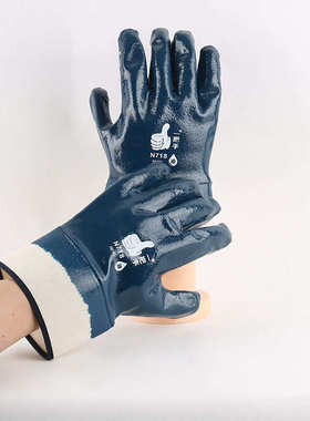 登升一把手N718全浸胶丁晴胶防油耐磨防水加厚耐用电焊工大口手套