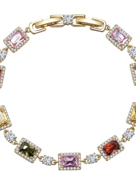 AJIDOU阿吉豆手饰女彩色锆石手链