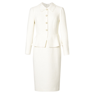 La Koradior拉珂蒂商场同款时尚新款假两件翻领纯色连衣裙套装女