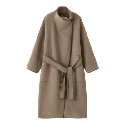 RUISHI拼皮立绒全羊毛毛呢大衣