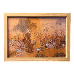 清明上鸡图富春山梵高蔡坤仿古真迹画搞怪小黑子鸡你太美坤摆件