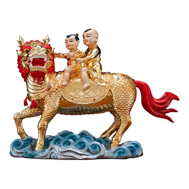 麒麟送子吉祥摆件客厅玄关工艺品
