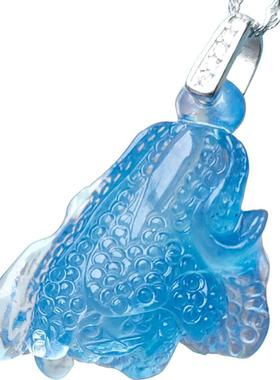 雨沐田女款海蓝宝冰种吊坠银项链