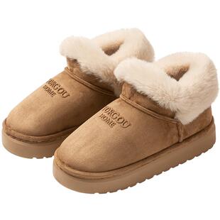 远港毛毛棉鞋外穿女冬季外穿保暖加绒加厚全包跟厚底棉拖鞋男冬天