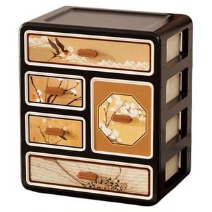 中古风玄关收纳盒入户门鞋柜上桌面复古抽屉式钥匙口罩杂物置物架