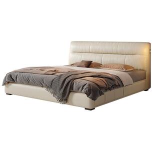 帕沙曼真皮床意式极简落地床高端大气主卧大床双人1米8现代简约风