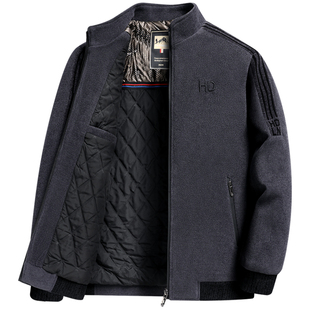 啄木鸟中年男士夹棉外套轻薄二棉衣服秋冬季爸爸装中老年人夹克衫