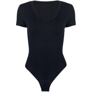 性感连体衣女欧美风ins夏季修身显瘦V领短袖洋气t恤上衣 bodysuit