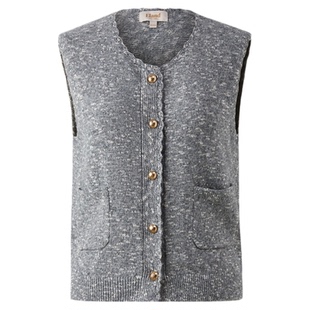 Eland衣恋马夹女无袖针织开衫显瘦上衣2025冬季新款