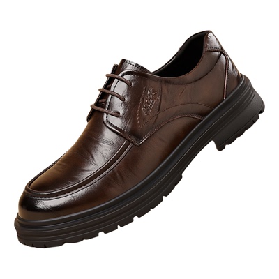 老爷车男鞋冬季新款皮鞋防滑商务正装真皮透气高级感休闲布洛克鞋