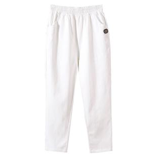 白色妈妈裤子女2025新款中老年女裤加绒直筒裤纯棉长裤女士休闲裤