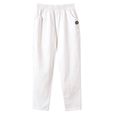 纯棉女裤高腰妈妈春秋款直筒长裤