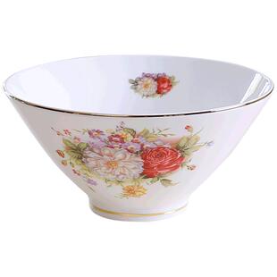 高颜值骨瓷餐具创意斗笠碗家用陶瓷饭碗防烫拉面碗大汤碗沙拉碗