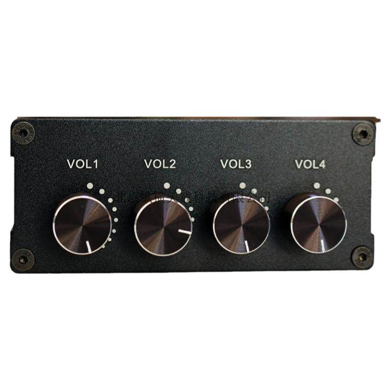 包邮hifi级1进4出音频分配器 RCA镀金接口带音量调节功能