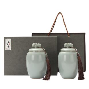 汝窑茶叶罐陶瓷密封罐茶叶包装礼盒空盒精品高档红绿茶储存罐容器