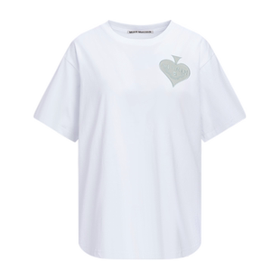 MardiMercredi桃心刺绣短袖T恤简约宽松男女同款纯棉上衣韩系淡人
