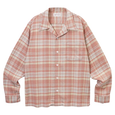 SUPERTOFU法兰绒 暖色调格纹 单口袋长袖古巴领衬衫春款 SS26