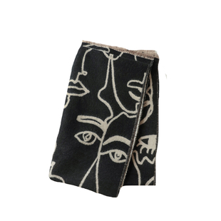 郑佰万 小众加宽鬼脸压纹围巾女秋冬仿羊绒叠搭保暖针织围脖披肩