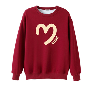 高端亲子装秋冬红色喜庆国潮卫衣全家福一家三四口家庭套装活动服