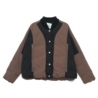 【商场同款】MOVEUP幻走2024冬季新款棒球领撞布拼接短款羽绒服女