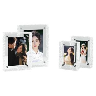 亚克力透明水晶相框水波纹5寸6寸相框摆台明信片拍立得票根展示架