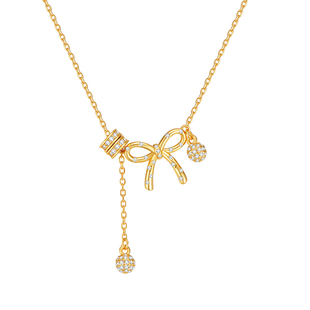 MITHAOL在逃公主蝴蝶结项链女款高级感轻奢小众高颜值甜美银饰品