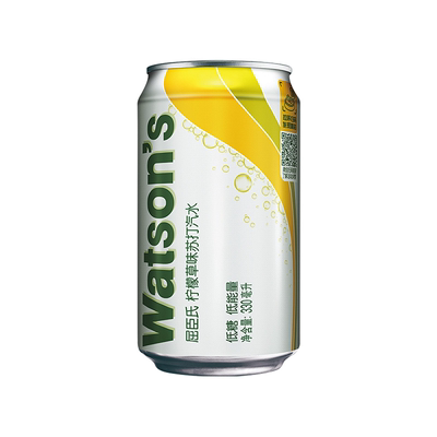 屈臣氏苏打汽水柠檬草味多口味碳酸饮料气泡水330ml*8罐
