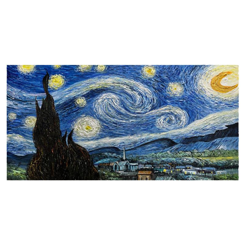 纯手绘油画梵高星夜印象画抽象画