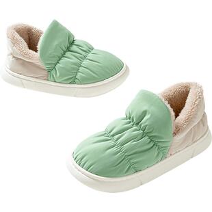 棉拖鞋女冬季包跟居家家居可外穿厚底家用室内羽绒布EVA保暖棉鞋