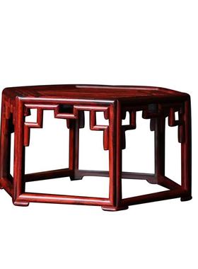 贡匠印度小叶紫檀六方香几佛像