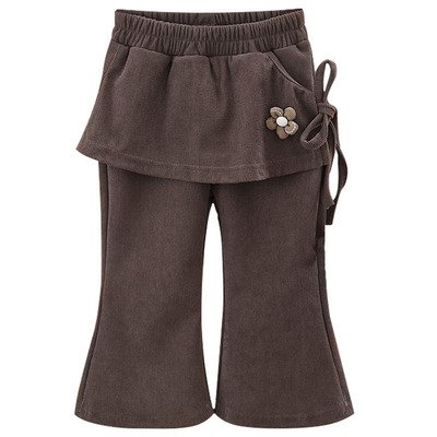 新品秒杀假两件宽松阔腿喇叭裙裤