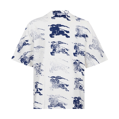 博柏利男士满印圆领直筒短袖T恤